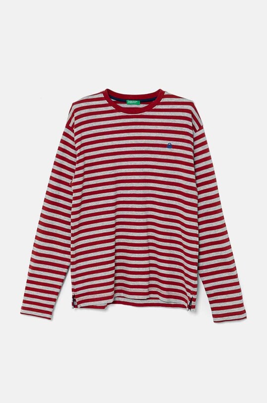 United Colors of Benetton longsleeve din bumbac pentru copii cu modele burgundia 3GZ3C10JW.G.Seasonal