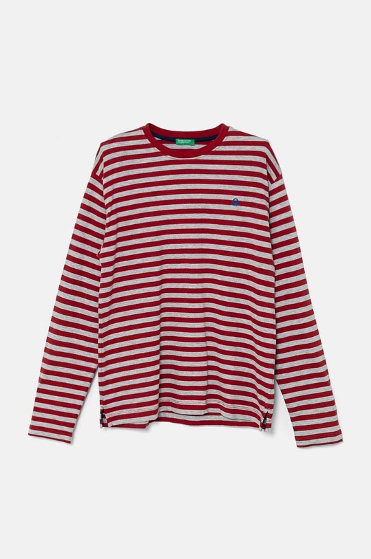 United Colors of Benetton longsleeve bawełniany dziecięcy wzorzyste bordowy 3GZ3C10JW.G.Seasonal