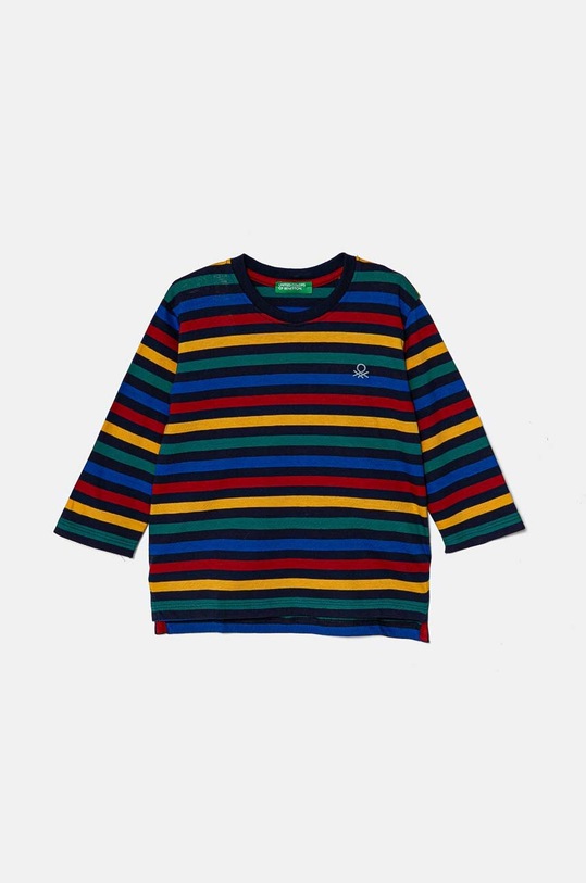 United Colors of Benetton longsleeve bawełniany dziecięcy wzorzyste granatowy 3GZ3G10F1.P.Seasonal