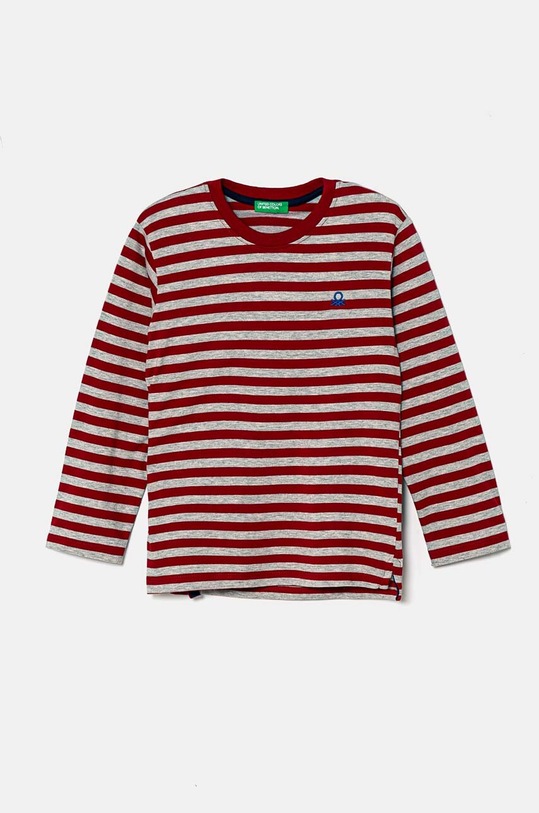 United Colors of Benetton longsleeve bawełniany dziecięcy wzorzyste bordowy 3GZ3G10F1.P.Seasonal