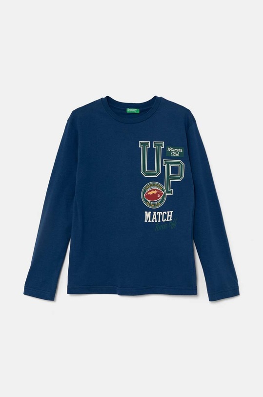 United Colors of Benetton longsleeve bawełniany dziecięcy nadruk granatowy 3I1XC10K7.G.Seasonal