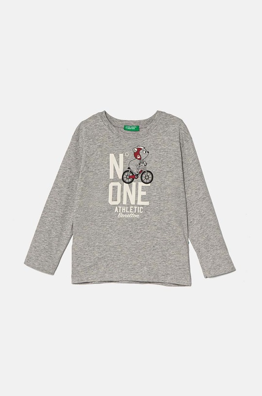 United Colors of Benetton longsleeve bawełniany dziecięcy nadruk szary 3I1XG10FL.P.Seasonal