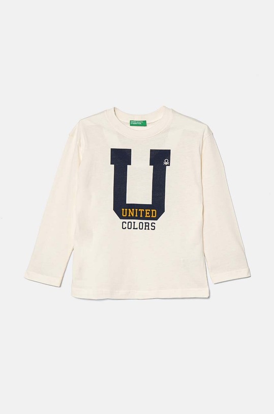 United Colors of Benetton longsleeve bawełniany dziecięcy nadruk beżowy 3096G10FM.P.Seasonal