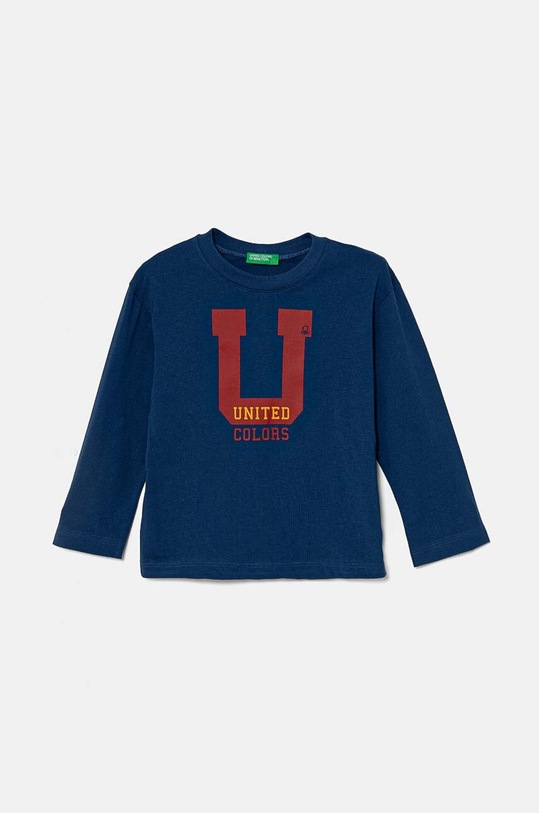 United Colors of Benetton longsleeve bawełniany dziecięcy nadruk granatowy 3096G10FM.P.Seasonal