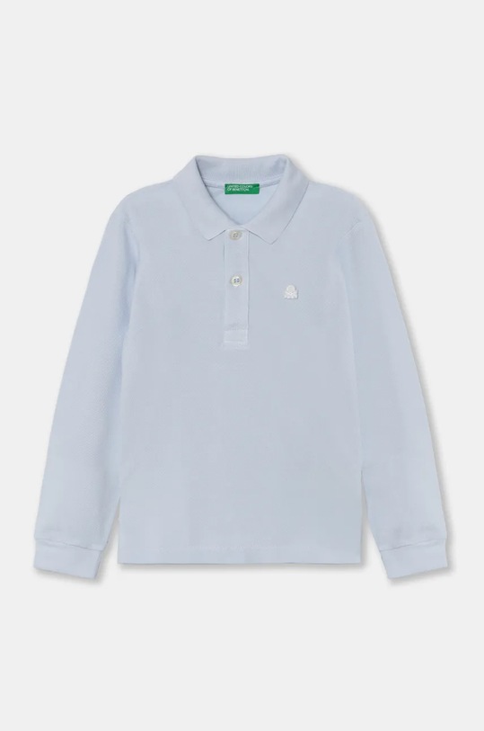 Dječja pamučna majica dugih rukava United Colors of Benetton bez uzorka plava 3089G3009.P.Repro.9BYH