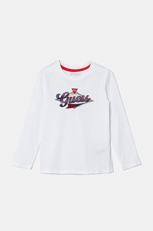 Guess longsleeve bawełniany dziecięcy nadruk biały L4BI15.I3Z14.9BYH