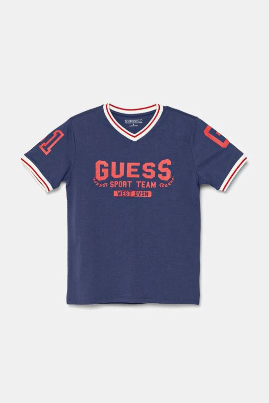 Guess t-shirt bawełniany dziecięcy nadruk granatowy L4BI22.I3Z14.9BYH