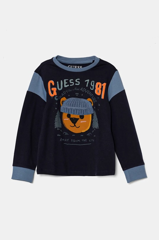 Хлопковый детский лонгслив Guess хлопок тёмно-синий N4BI05.I3Z14.9BYH