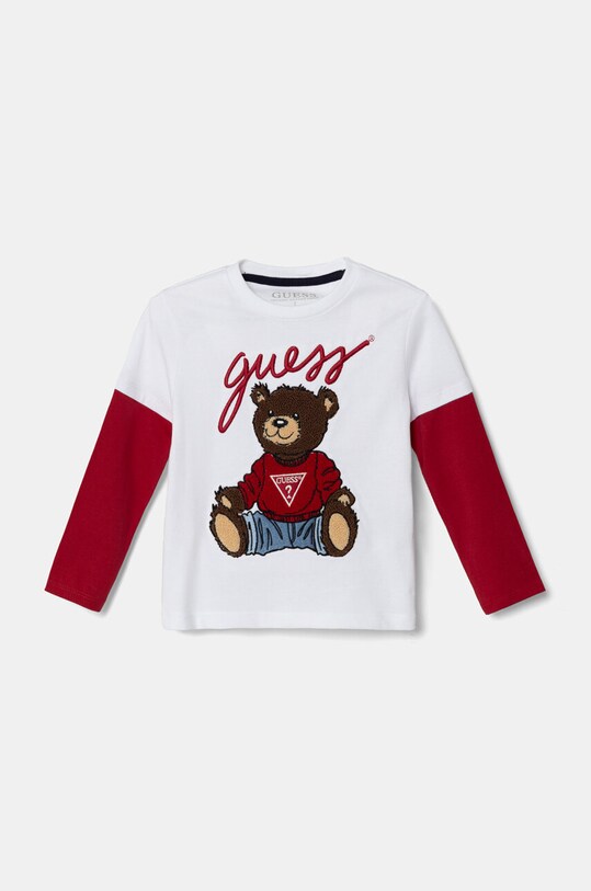 Детская хлопковая футболка Guess аппликация белый N4BI08.I3Z14.9BYH