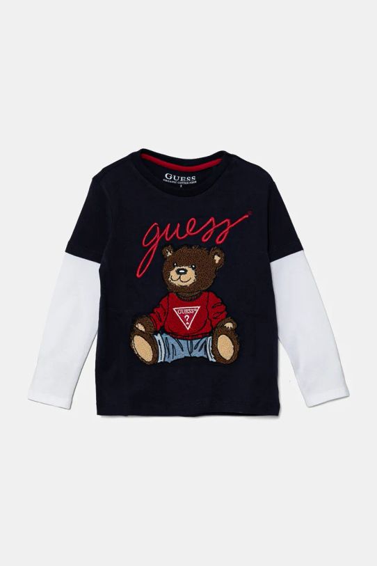 Guess t-shirt bawełniany dziecięcy Planet friendly granatowy N4BI08.I3Z14.9BYH