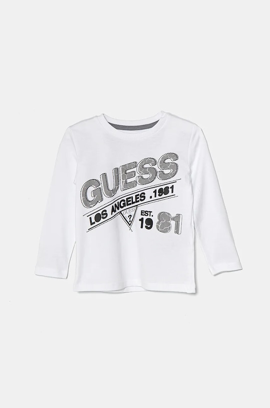 Guess longsleeve bawełniany dziecięcy nadruk biały N4BI11.I3Z14.9BYH