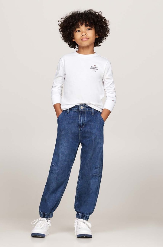Παιδικό βαμβακερό μακρυμάνικο Tommy Hilfiger λευκό KB0KB09276.9BYH.98.122
