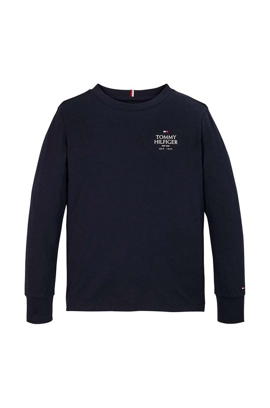 Tommy Hilfiger longsleeve bawełniany dziecięcy KB0KB09276.9BYH.128.176 granatowy AW24