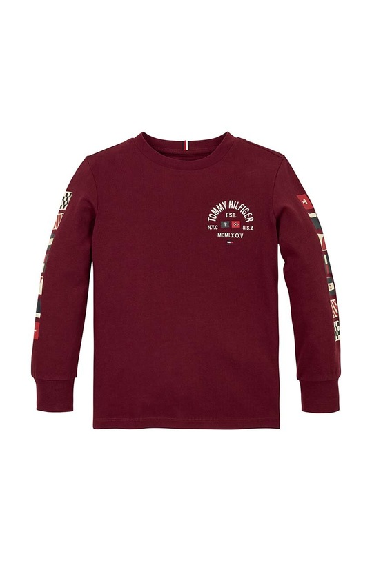 Otroška bombažna majica z dolgimi rokavi Tommy Hilfiger KB0KB09384.9BYH.128.176 bordo AW24