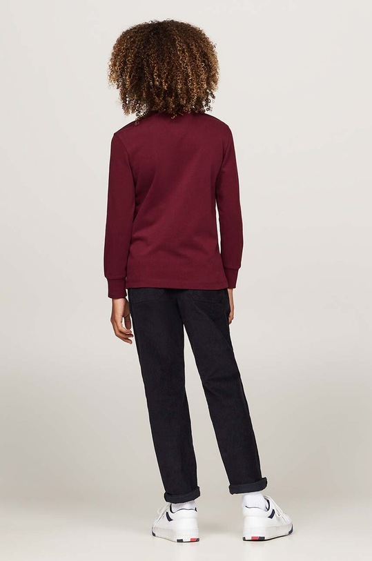 Otroška bombažna majica z dolgimi rokavi Tommy Hilfiger KB0KB09384.9BYH.128.176 bordo