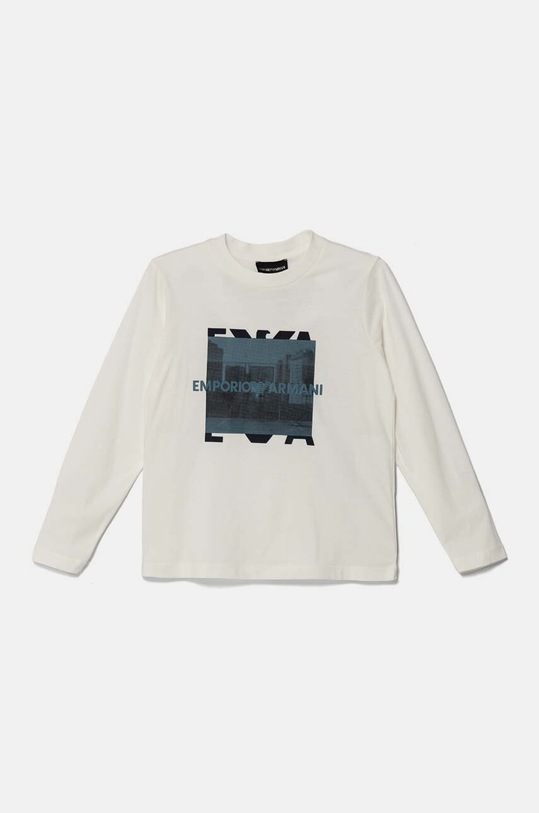 Dětské bavlněné tričko s dlouhým rukávem Emporio Armani kulatý bílá 6D4TJI.4J54Z