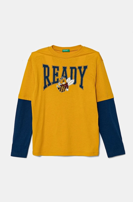 United Colors of Benetton longsleeve bawełniany dziecięcy nadruk żółty 3I1XC10JG.G.Seasonal