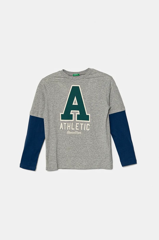 United Colors of Benetton longsleeve bawełniany dziecięcy nadruk szary 3I1XC10JG.G.Seasonal