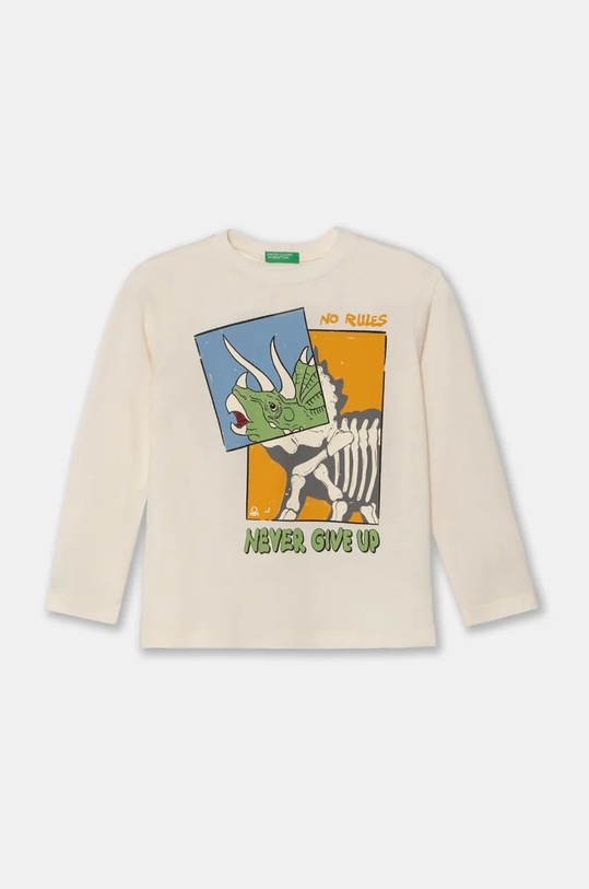 Παιδικό βαμβακερό μακρυμάνικο United Colors of Benetton στάμπα μπεζ 3096G10H0.P.Seasonal