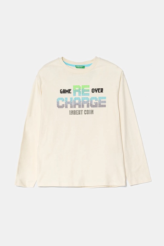 United Colors of Benetton longsleeve din bumbac pentru copii print bej 3EG9C10M6.G.Seasonal