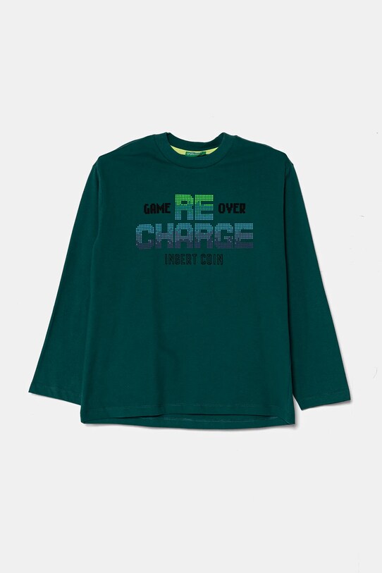 Дитячий бавовняний лонгслів United Colors of Benetton бавовна зелений 3EG9C10M6.G.Seasonal