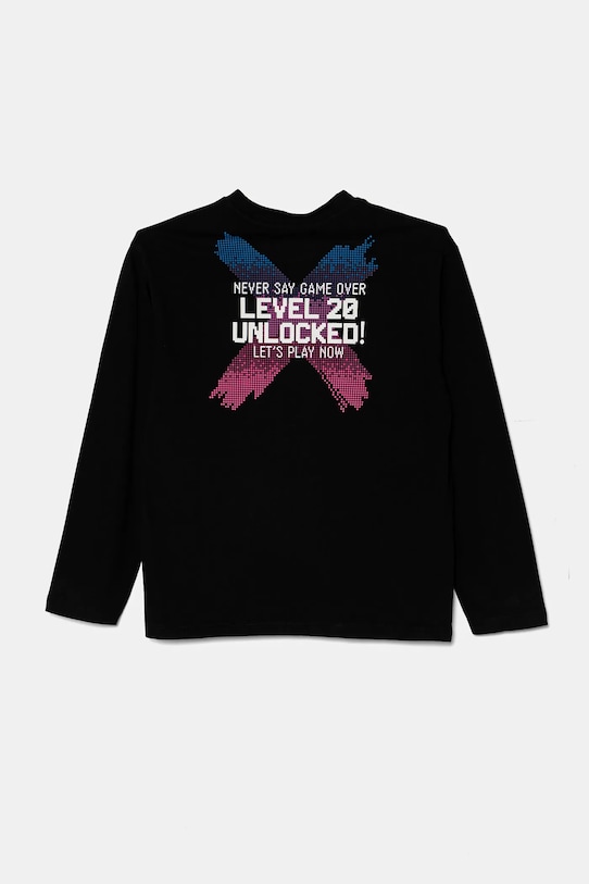United Colors of Benetton longsleeve bawełniany dziecięcy nadruk czarny 3EG9C10M6.G.Seasonal