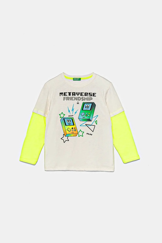 Dětské tričko s dlouhým rukávem United Colors of Benetton kulatý béžová 3696G10H4.P.Seasonal