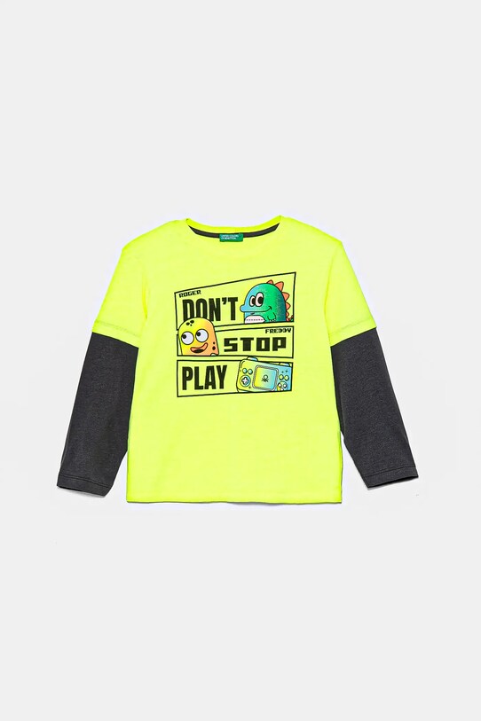United Colors of Benetton longsleeve copii print verde 3696G10H4.P.Seasonal