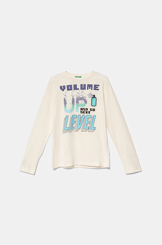 United Colors of Benetton longsleeve din bumbac pentru copii print bej 3ATNC10KT.G.Seasonal
