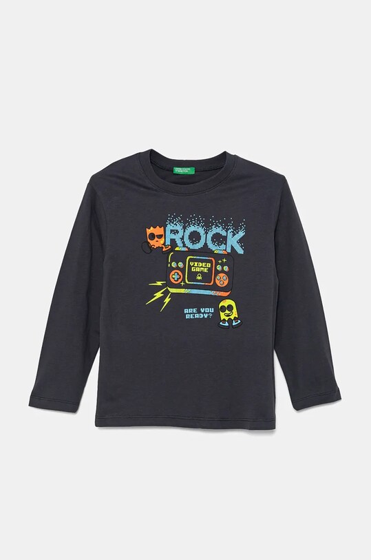 United Colors of Benetton longsleeve din bumbac print gri 3ATNG10G7.P.Seasonal