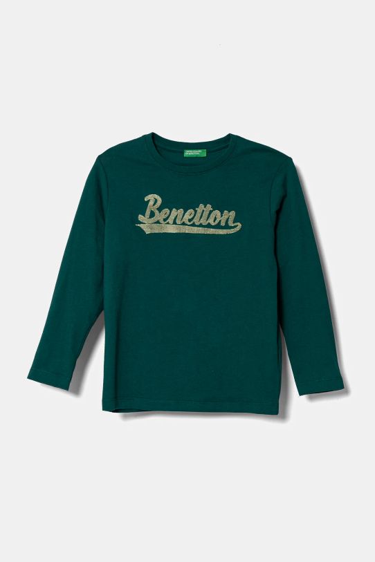 United Colors of Benetton longsleeve din bumbac pentru copii imprimeu verde 3ATNG10G1.P.Seasonal