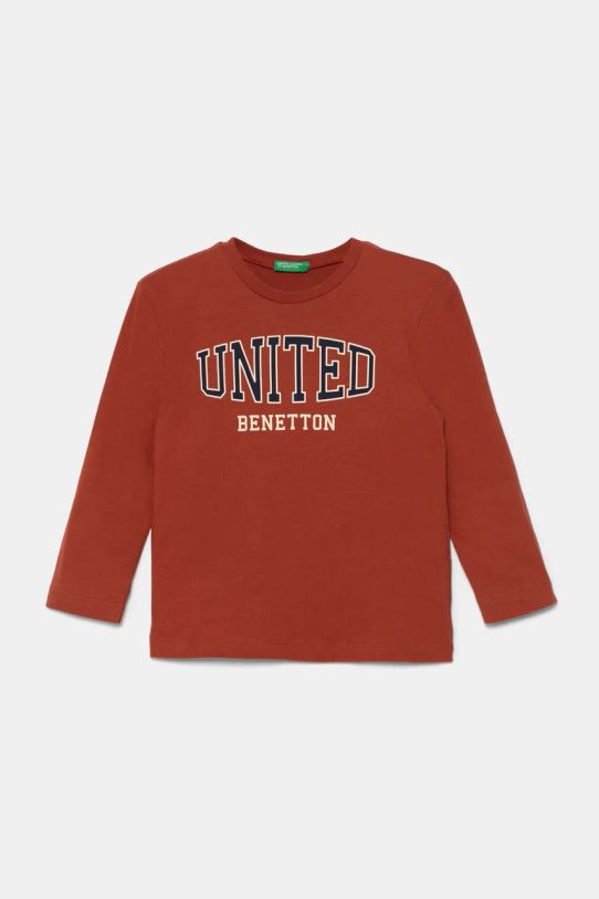 Хлопковый детский лонгслив United Colors of Benetton хлопок оранжевый 3ATNG10G6.P.Seasonal