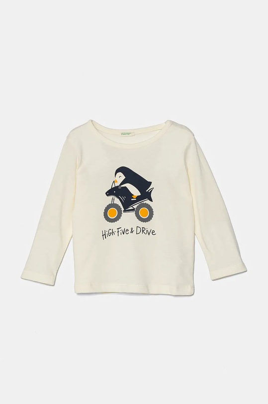 Βρεφικό βαμβακερό μακρυμάνικο United Colors of Benetton στάμπα μπεζ 3ATNA105I.W.Seasonal