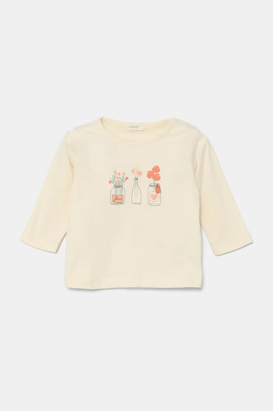 Хлопковый лонгслив для младенцев United Colors of Benetton хлопок бежевый 3ATNA105I.W.Seasonal