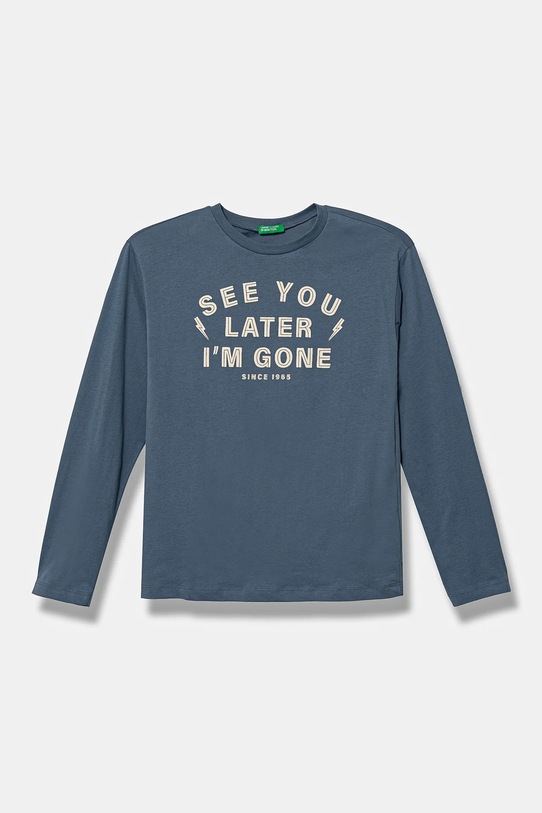 United Colors of Benetton longsleeve bawełniany dziecięcy nadruk niebieski 3ATNC10L5.G.Seasonal