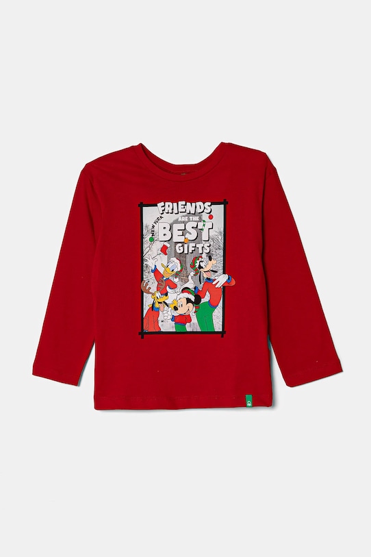 United Colors of Benetton longsleeve din bumbac pentru copii print rosu 3ATNG10GP.P.Seasonal