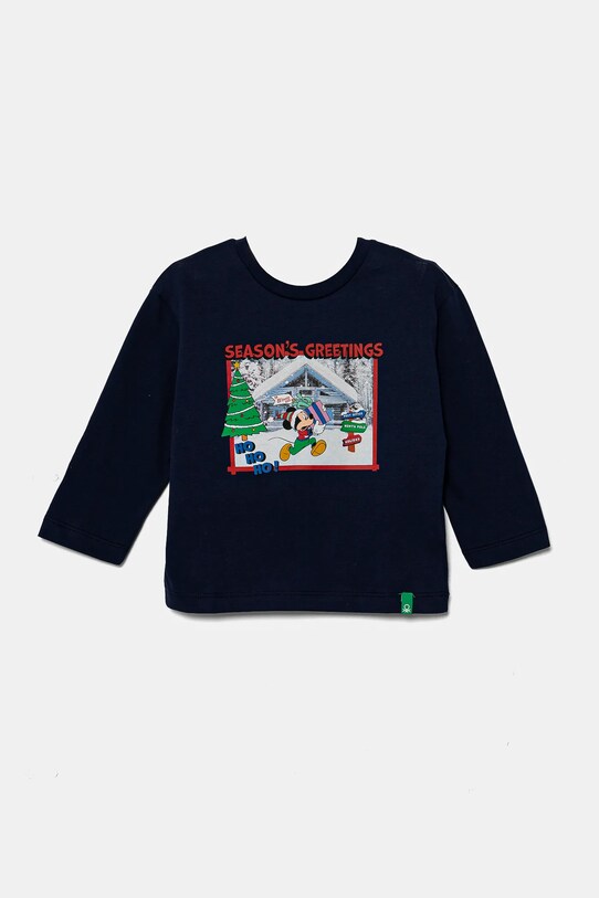 Дитячий бавовняний лонгслів United Colors of Benetton бавовна темно-синій 3ATNG10GP.P.Seasonal