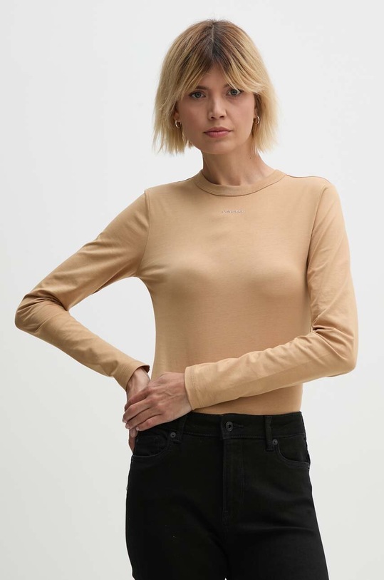 Calvin Klein longsleeve bawełniany beżowy K20K207572