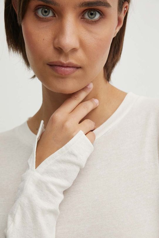 Calvin Klein Jeans longsleeve din bumbac J20J224335 bej