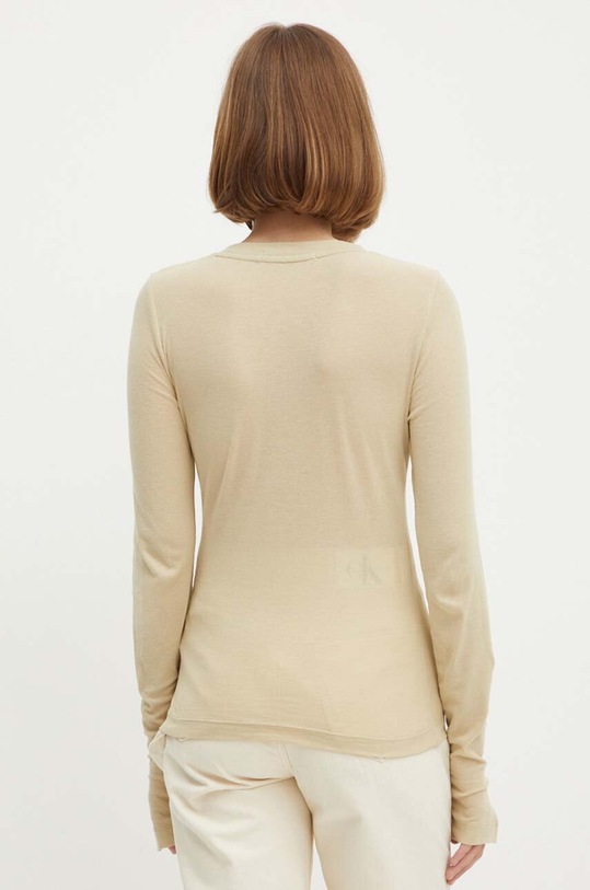 Одяг Бавовняний лонгслів Calvin Klein Jeans J20J224335 бежевий