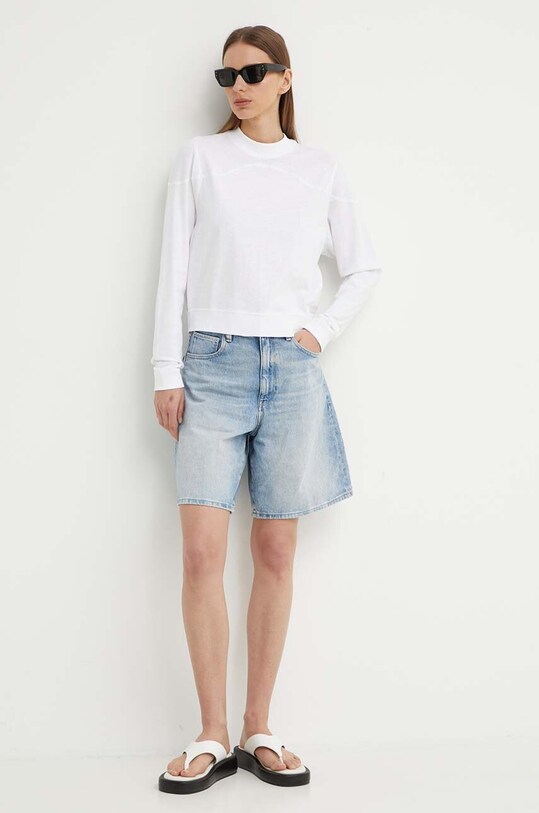 G-Star longsleeve din bumbac D24627.D601 alb AW24