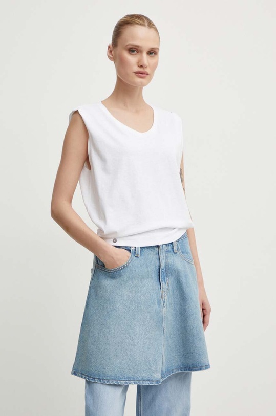 Bavlněný top G-Star V výstřih bílá D24641.D601