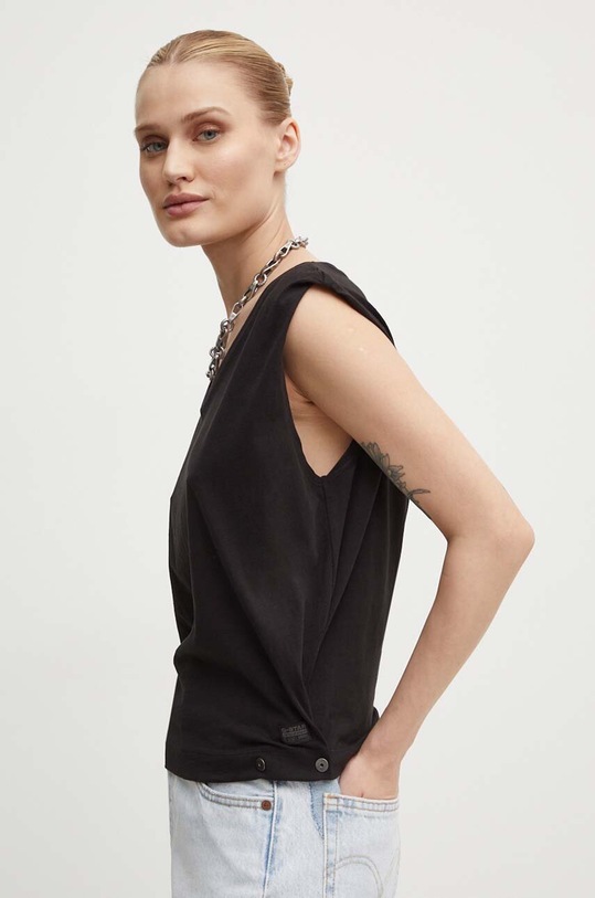 Bavlněný top G-Star V výstřih černá D24641.D601