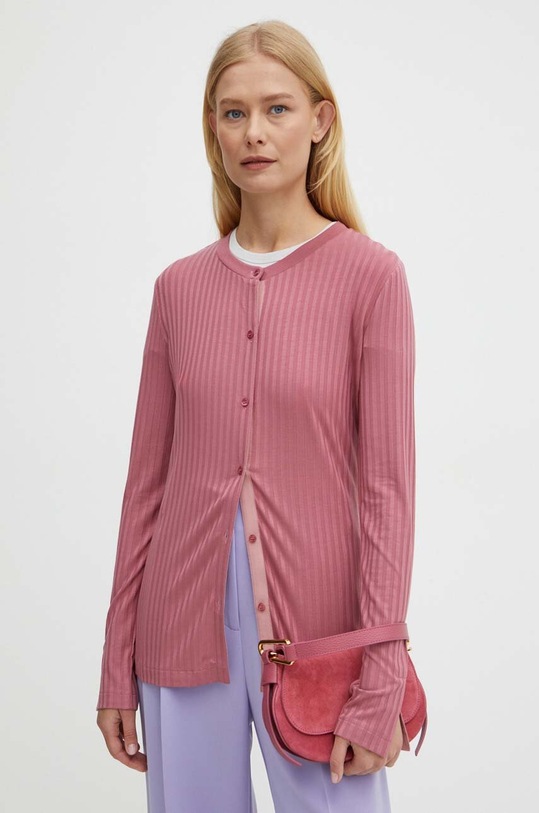 BOSS bluzka z elastanem różowy 50518509