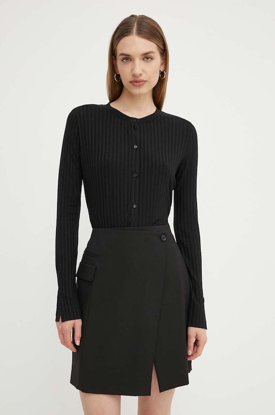 BOSS bluzka z elastanem czarny 50518509