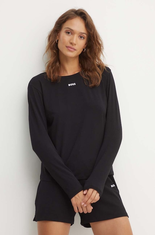 BOSS longsleeve lounge z elastanem czarny 50510326