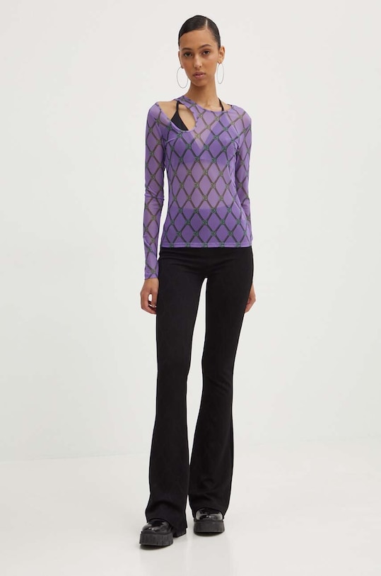 HUGO longsleeve 50518545 fioletowy AW24