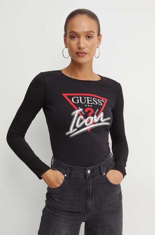 Guess longsleeve bawełniany ICON regular czarny W4YI33.I3Z14