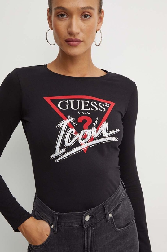 Guess longsleeve bawełniany ICON czarny W4YI33.I3Z14