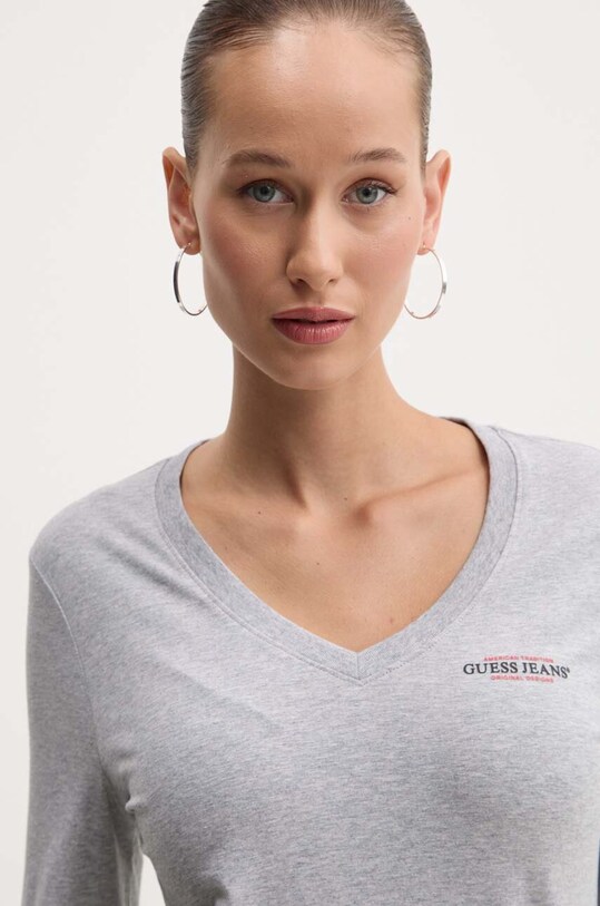 Tričko s dlhým rukávom Guess Jeans sivá W4YI21.J1314